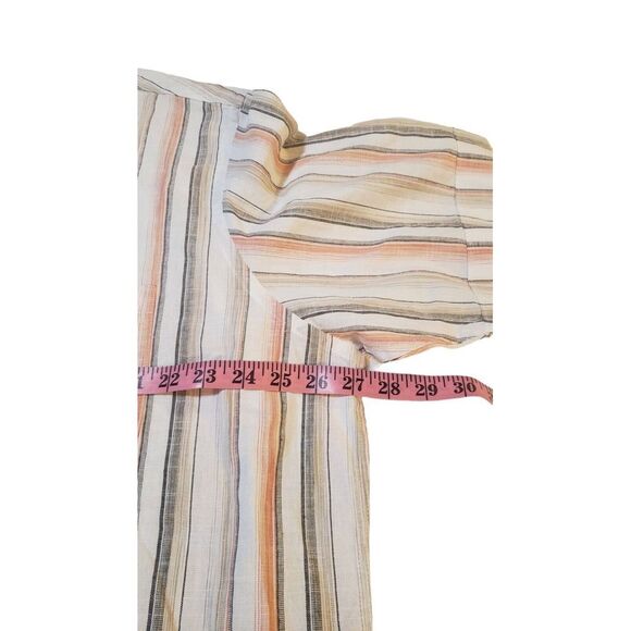 NWT Tasso Ella Island XL 100% Cotton White Orange Tan Striped Button Front Shirt - Picture 16 of 16